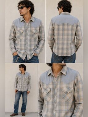 Vintage Miller Western Wear Pearl Snap Plaid Shirt Men’s Size 17-34